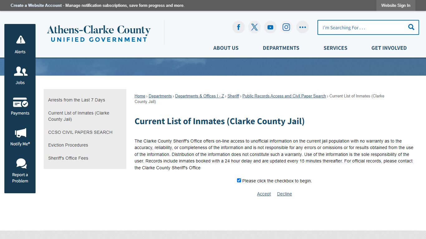 Current List of Inmates (Clarke County Jail)