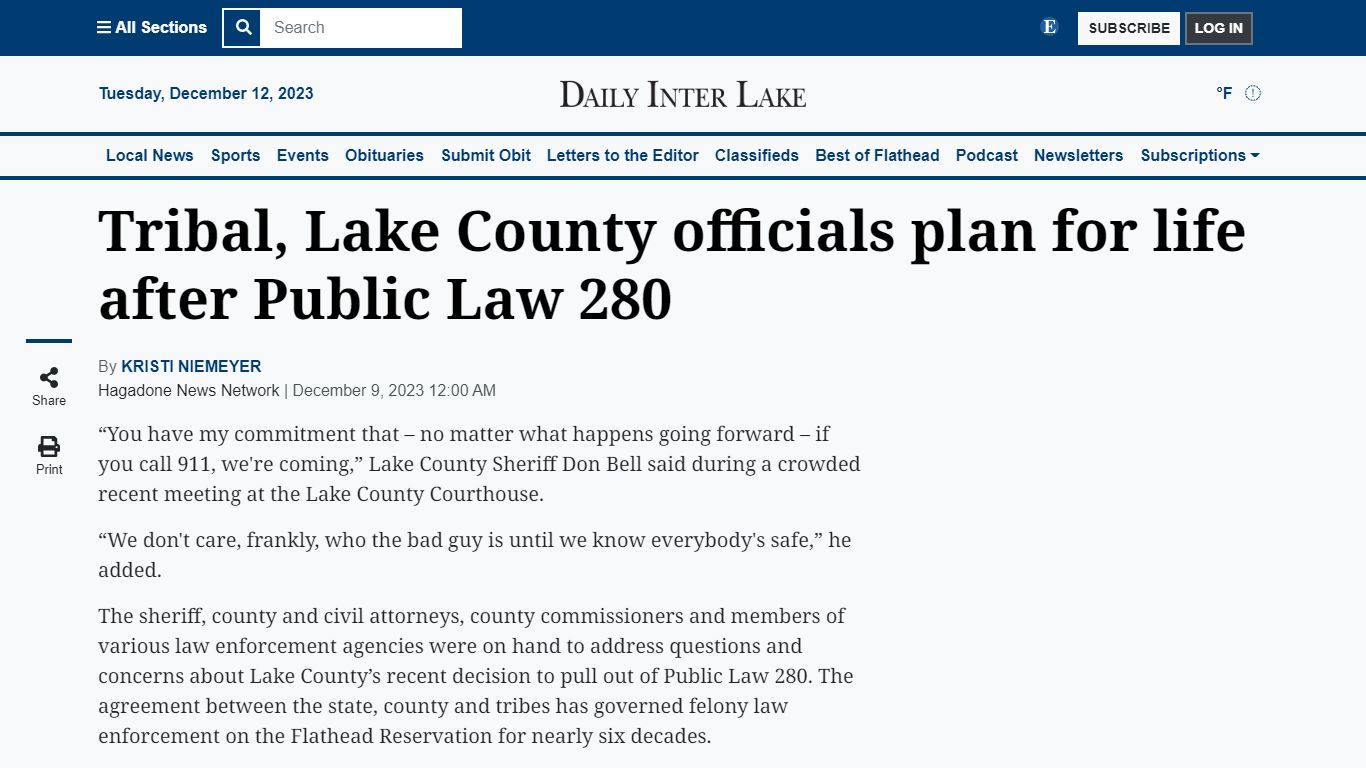 Tribal, Lake County officials plan for life after Public Law 280